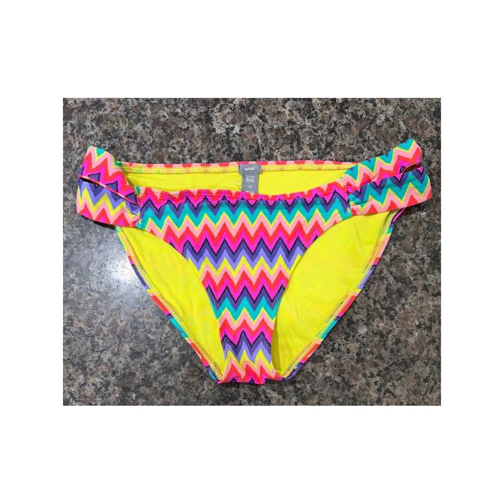 Aerie Womens Chevron Zigzag Bikini Bottoms Multi-Color Side Straps Size L